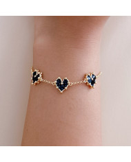 Pulsera Tres Corazóa Mini Negro Pulsera Tres Corazóa Mini Negro