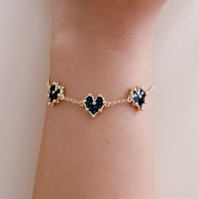 Pulsera Tres Corazóa Mini Negro Pulsera Tres Corazóa Mini Negro