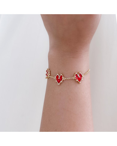 Pulsera Tres Corazóa Mini Rojo Pulsera Tres Corazóa Mini Rojo