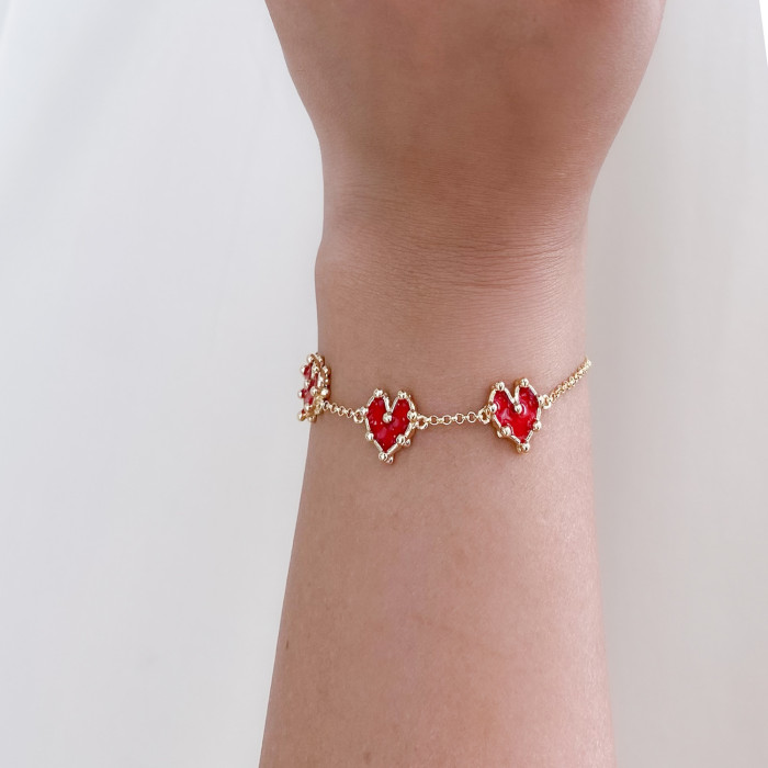 Pulsera Tres Corazóa Mini Rojo Pulsera Tres Corazóa Mini Rojo