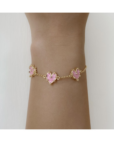 Pulsera Tres Corazóa Mini Rosa Pulsera Tres Corazóa Mini Rosa