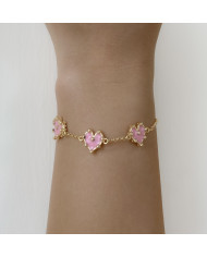 Pulsera Tres Corazóa Mini Rosa Pulsera Tres Corazóa Mini Rosa