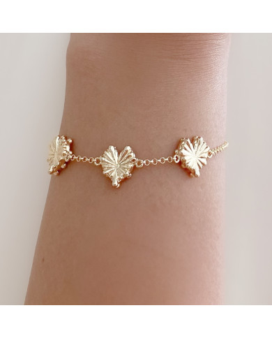 Pulsera Tres Corazóa Mini Rosa Pulsera Tres Corazóa Mini Rosa
