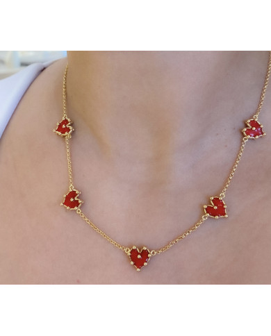 Collar cinco Corazóa Mini Rojo Collar cinco Corazóa Mini Rojo