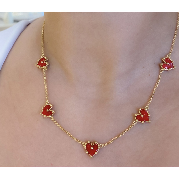 Collar cinco Corazóa Mini Rojo Collar cinco Corazóa Mini Rojo