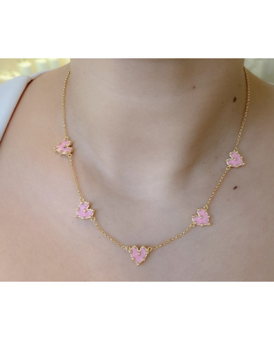 Collar cinco Corazóa Mini Rosa Collar cinco Corazóa Mini Rosa