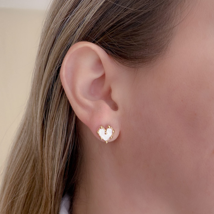 Pendientes Corazóa Mini Blanco Pendientes Corazóa Mini Blanco