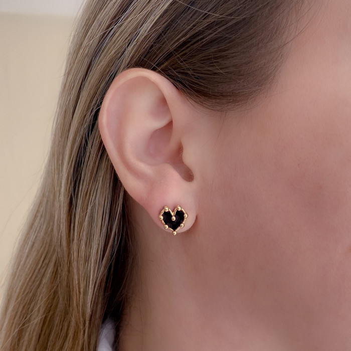 Pendientes Corazóa Mini Negro Pendientes Corazóa Mini Negro