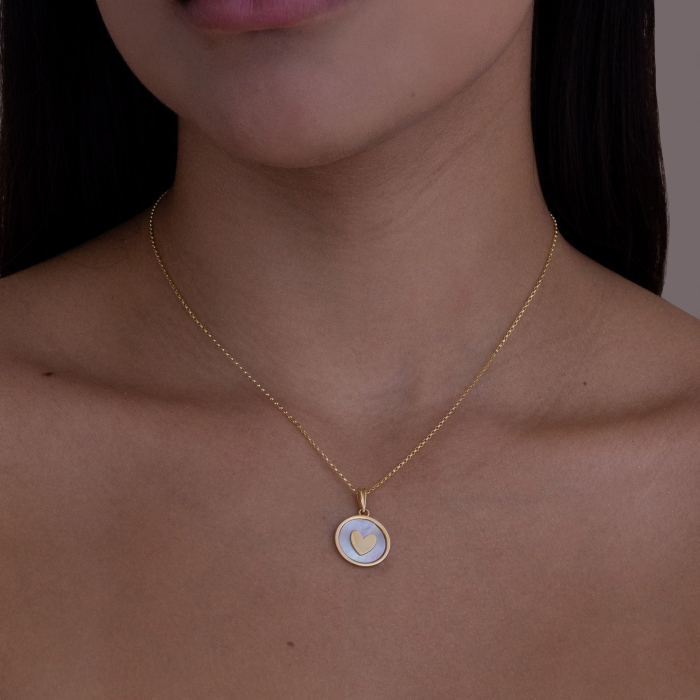 Collar dije redondo + Nácar Oro 18K Collar dije redondo + Nácar Oro 18K