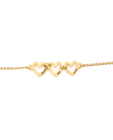 Pulsera + Corazones Oro 18K Pulsera + Corazones Oro 18K