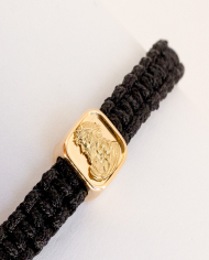 Pulsera Cristo + tejido cordón Oro 18K Pulsera Cristo + tejido cordón Oro 18K