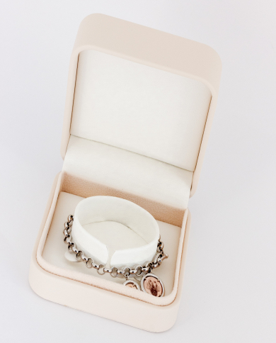 Pulsera + medallas en Oro blanco y Rosa