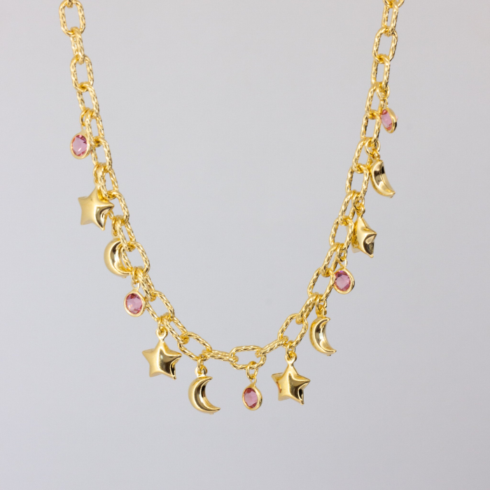 Collar Set destellos luna y estrella